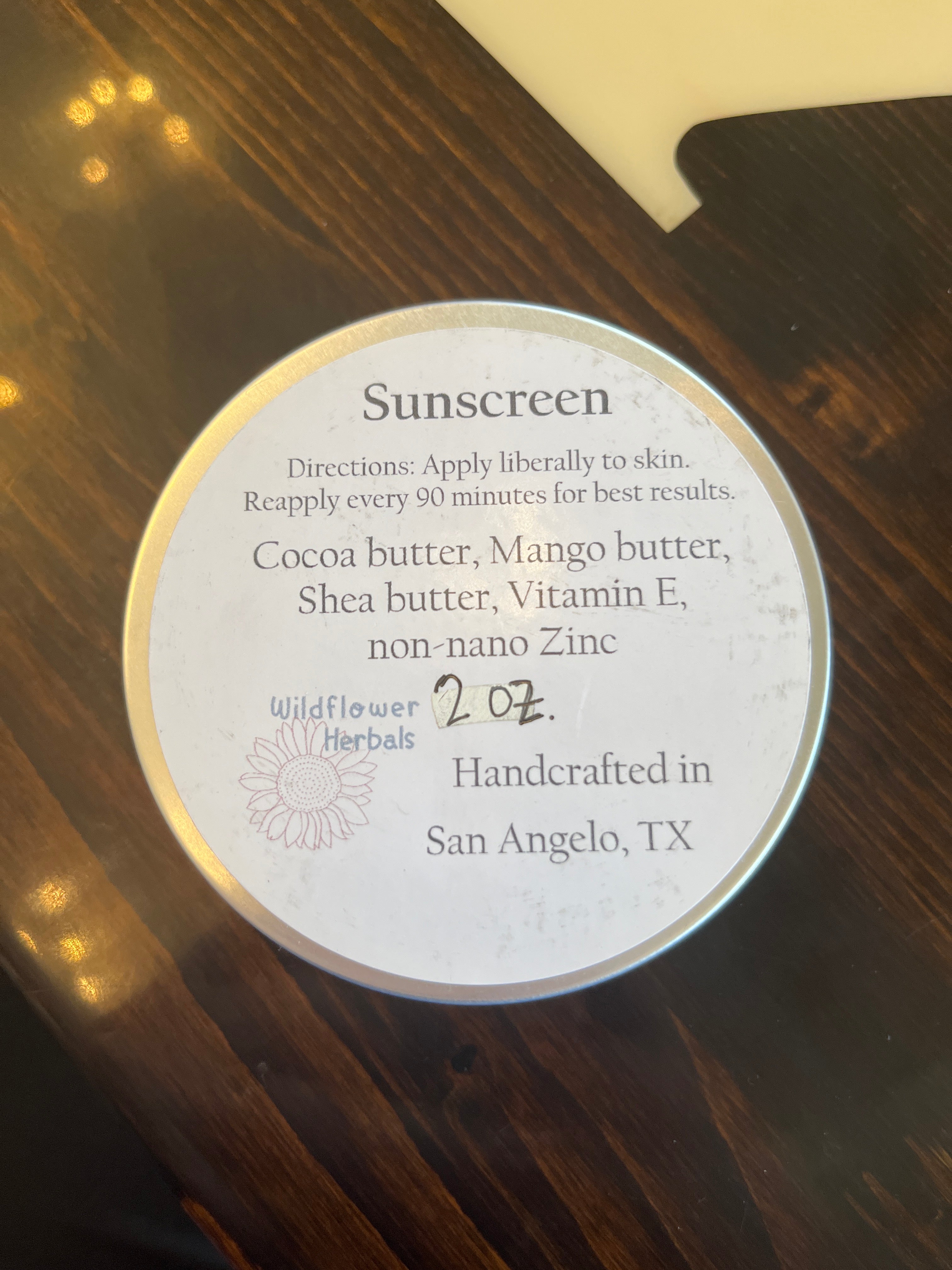 Sunscreen ( Wildflower Herbals)