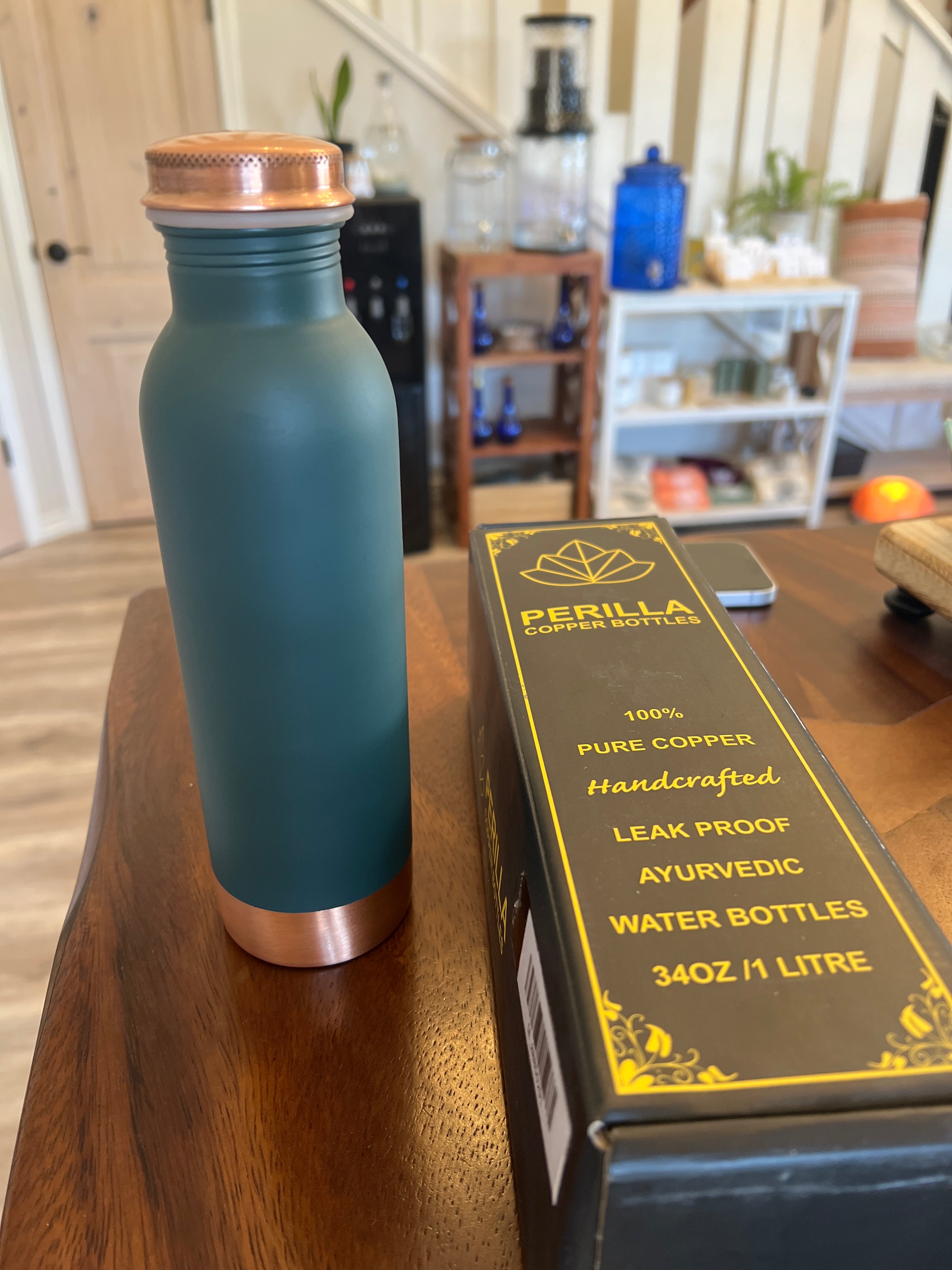 Green copper bottle