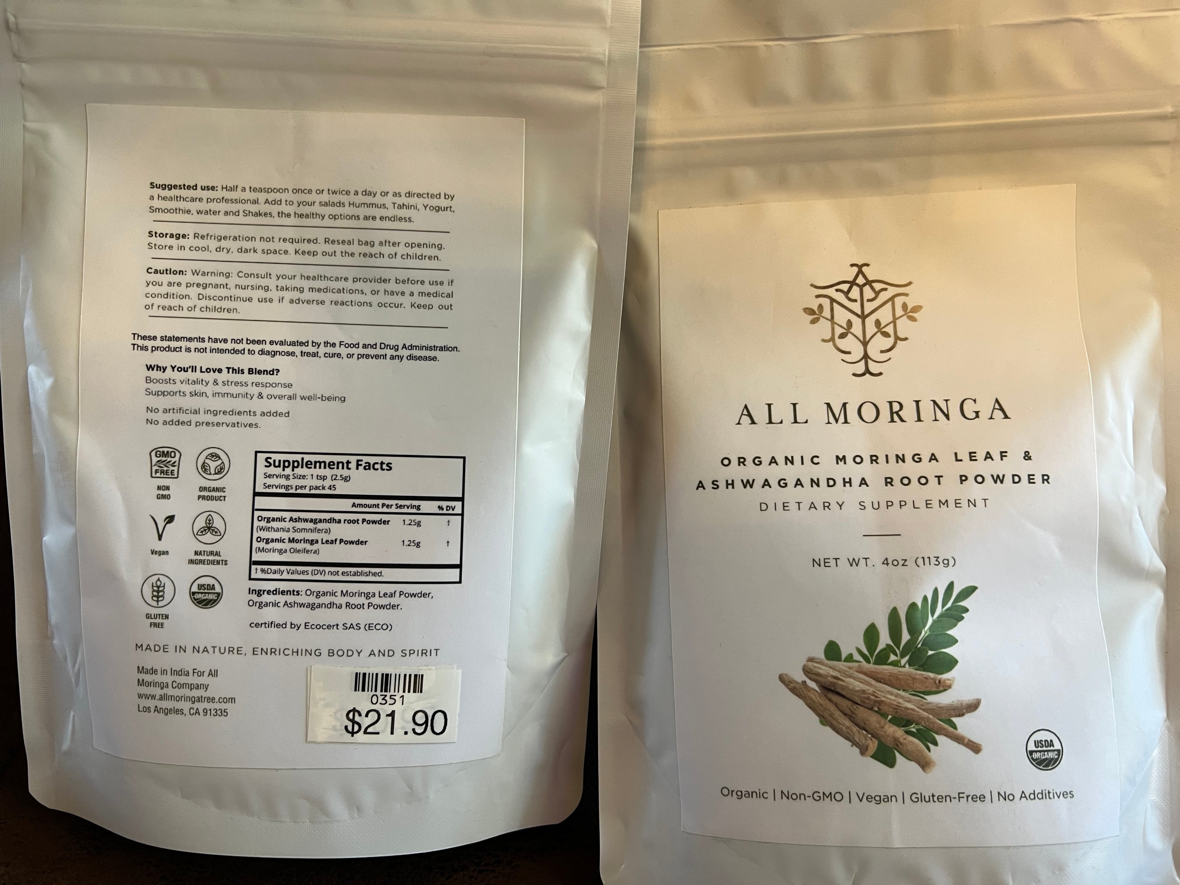 Organic Moringa & Ashwaganda Powder