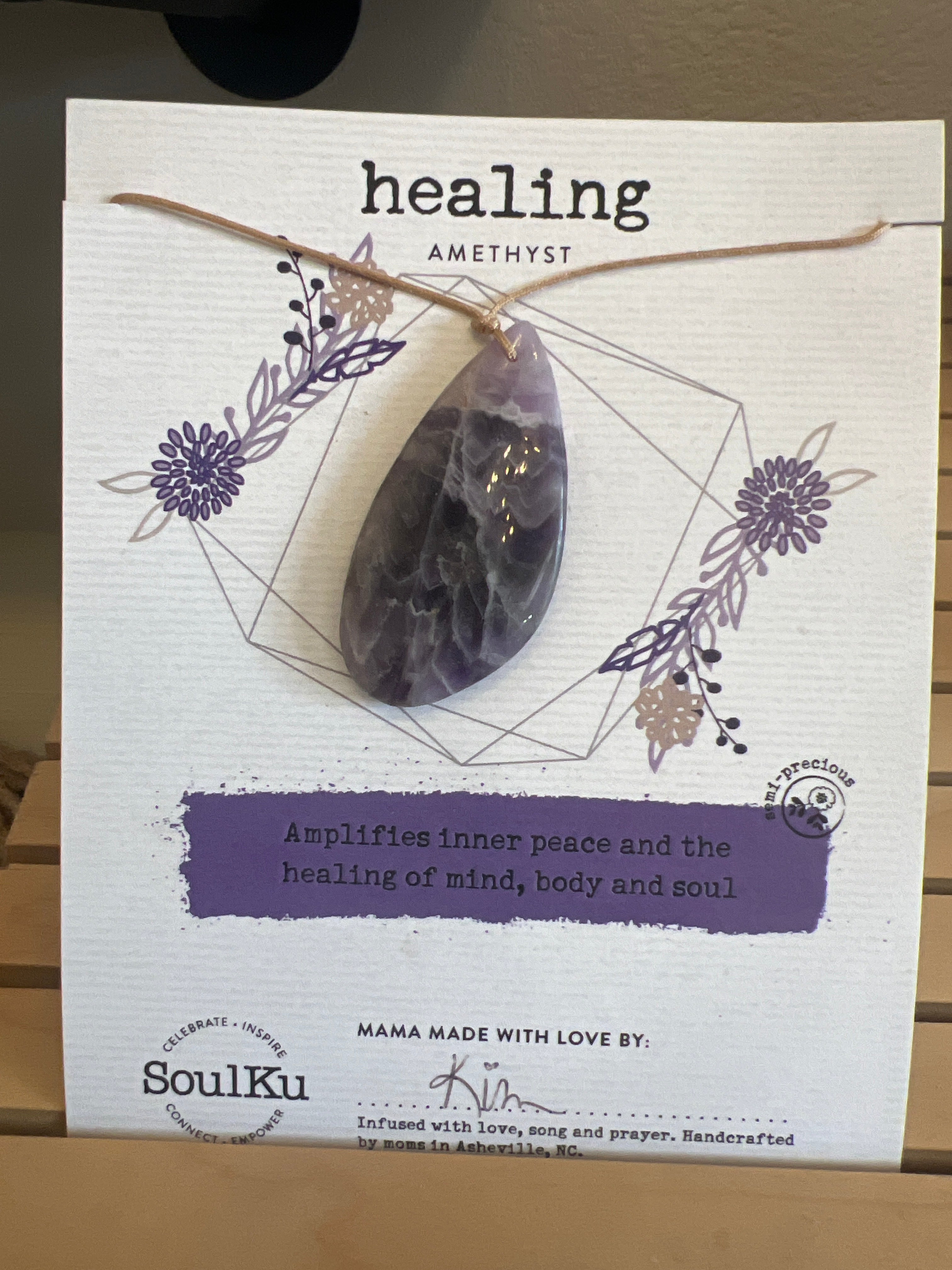 Amethyst Touchstone Necklace for Healing