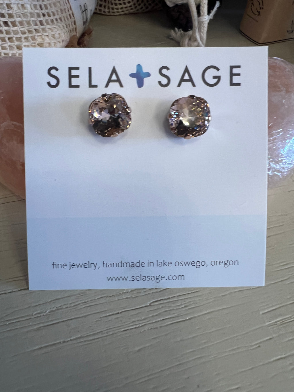 Rose Gold Morganite Pink Crystal Stud Earring